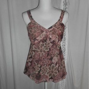 LOFT Floral Chiffon Babydoll Tank TOP 6P